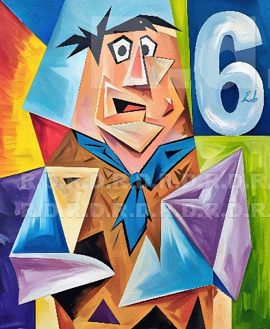 45x55 cm. fred flintstones cubismo - edizione limitata 3/30 con certificato di autenticità